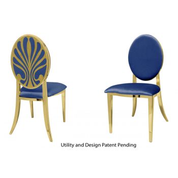 Nouveau Shell Chair Gold Cushion Royal Blue