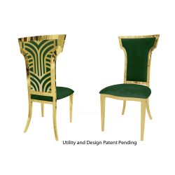 Rockefeller Chair Gold Cushion Emerald Green