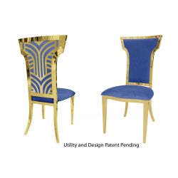 Rockefeller Chair Gold Cushion Royal Blue