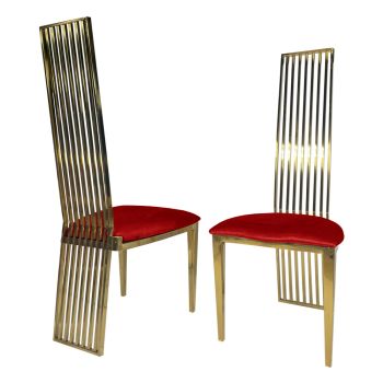 Roseline Chair Gold Cushion Red