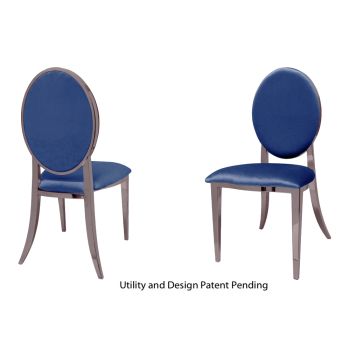 Tiffany Chair Rose Gold Cushion Royal Blue