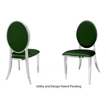 Tiffany Chair Silver Cushion Emerald Green