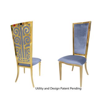 Valentino Chair Gold Cushion Dusty Blue