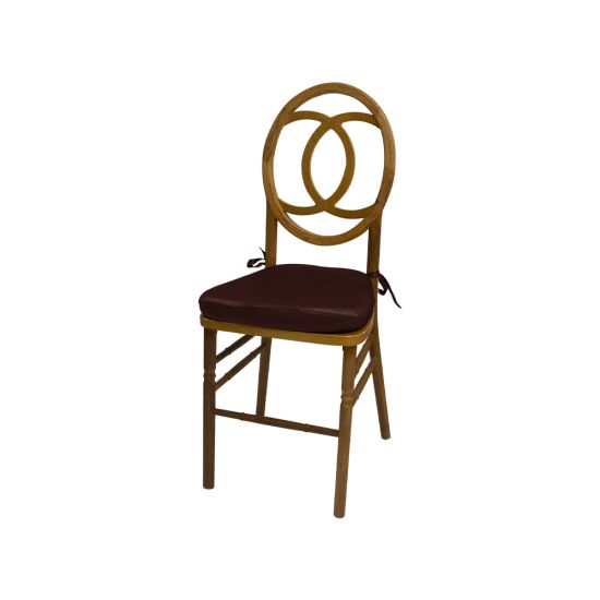 Light-wood Infinity chair with Brown cushioned seat and intertwined loop backrest, stylish event guest seating