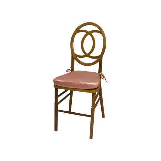 Light-wood Infinity chair with Coral cushioned seat and intertwined loop backrest, stylish event guest seating