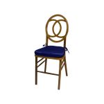 Light-wood Infinity chair with Royal Blue cushioned seat and intertwined loop backrest, stylish event guest seating