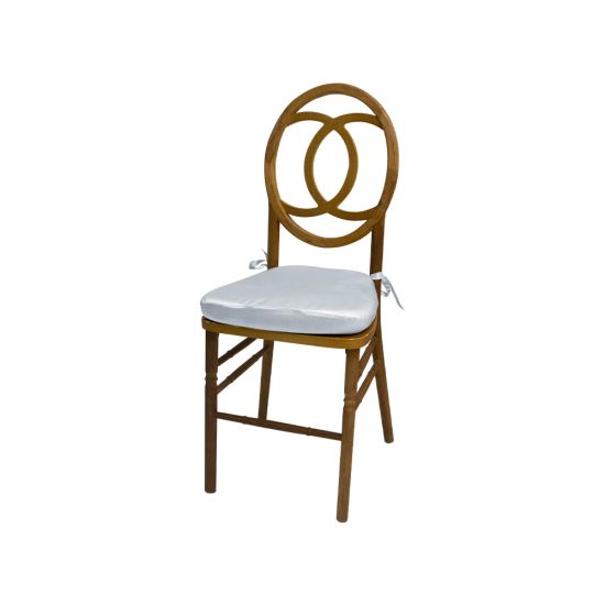 Light-wood Infinity chair with Silver cushioned seat and intertwined loop backrest, stylish event guest seating