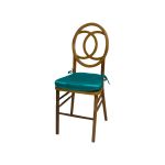 Light-wood Infinity chair with Teal cushioned seat and intertwined loop backrest, stylish event guest seating