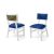 Milano White Chair Gold - Cushion Royal Blue