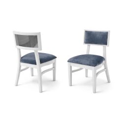 Milano White Chair Silver - Cushion Dusty Blue