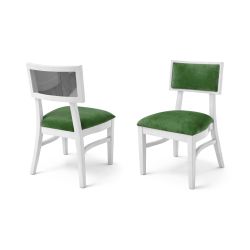Milano White Chair Silver - Cushion Emerald Green