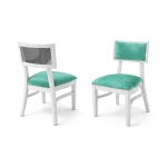 Milano white chair with silver mirrored backrest panel and solid white wood frame for modern luxury event seating
