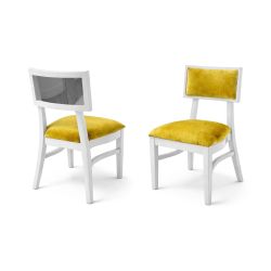 Milano White Chair Silver - Cushion Yellow