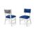 Milano White Chair Silver - Cushion Royal Blue