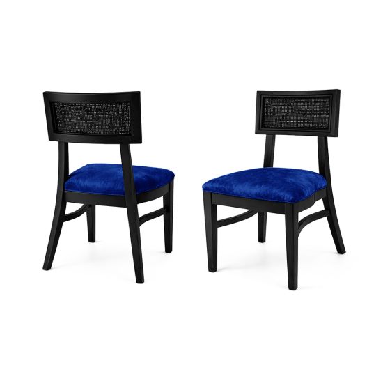 Siena chair with woven cane backrest panel, upholstered seat and solid wood frame with curved legs for elegant event seating