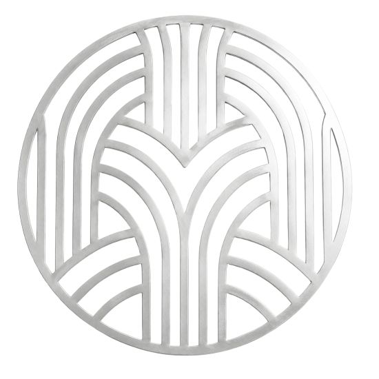 Silver art deco charger plate rental with sleek geometric detailing for upscale corporate and wedding table décor