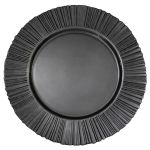 Black textured charger plate with decorative ridged rim