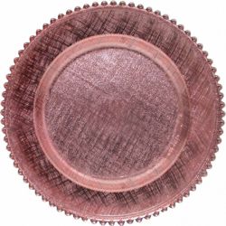 Glass Plus Beaded Charger Plate (Rose Gold)