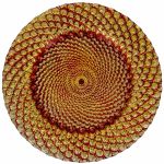 Gold and red luxe charger plate with raised honeycomb texture and glossy glass finish, bold decorative charger for weddings and gala tables