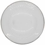 Clear richland charger plate with smooth center and thin silver rim, classic glass charger for elegant weddings and formal event tables