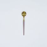 Gold tea spoon with rose gold handle, chic flatware for coffee service, desserts, bridal showers, and elegant tablescapes.