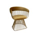 Art Deco Reflection accent chair with Gold velvet seat and curved back, gold metal wire frame, luxury lounge seating for weddings and events.
