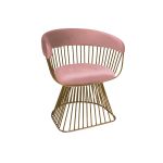 Art Deco Reflection accent chair with rose gold velvet seat and curved back, gold metal wire frame, luxury lounge seating for weddings and events.