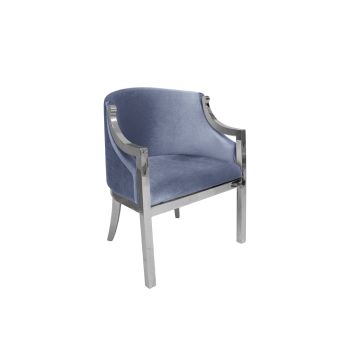 Reflection Accent Chair Boss Silver - Dusty Blue Velvet