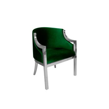 Reflection Accent Chair Boss Silver - Emerald Green Velvet