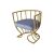 Reflection Accent ArmChair Tulip Gold - Dusty Blue Velvet