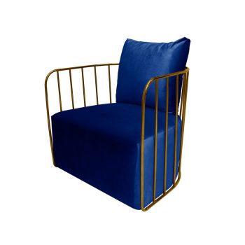 Reflection Accent Chair Bars Gold - Royal Blue Velvet