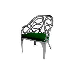 Reflection Armchair Butterfly Silver - Emerald Green Velvet