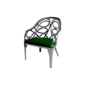 Reflection Armchair Butterfly Silver - Emerald Green Velvet