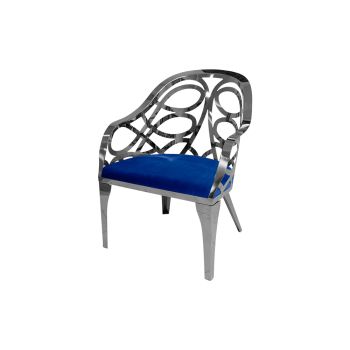 Reflection Armchair Butterfly Silver - Royal Blue Velvet