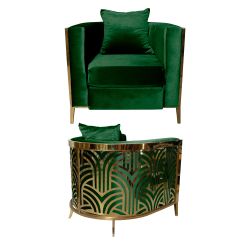 Reflection Chair Art Deco Gold - Emerald Green