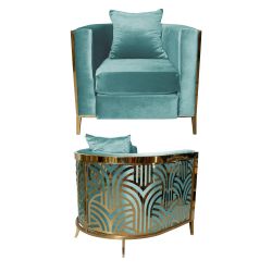 Reflection Chair Art Deco Gold - Tiffany Blue