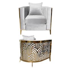 Reflection Chair Art Deco Gold - White