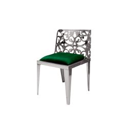 Reflection Chair Laser Cut Silver - Emerald Green Velvet