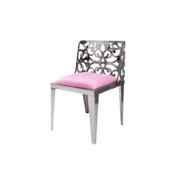 Reflection Chair Laser Cut Silver - Light Pink Velvet