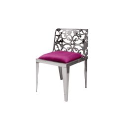 Reflection Chair Laser Cut Silver - Magenta Velvet