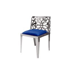 Reflection Chair Laser Cut Silver - Royal Blue Velvet