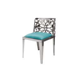Reflection Chair Laser Cut Silver - Tiffany Blue Velvet