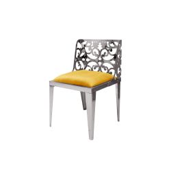 Reflection Chair Laser Cut Silver - Yellow Velvet