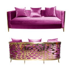 Reflection Kaleidoscope Sofa Gold - Magenta Velvet