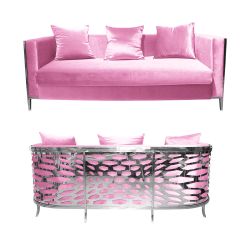 Reflection Kaleidoscope Sofa Silver - Light Pink Velvet