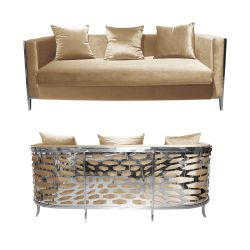 Reflection Kaleidoscope Sofa Silver - Champagne Velvet