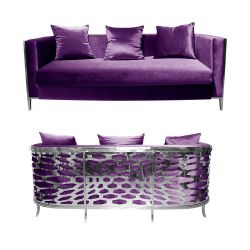 Reflection Kaleidoscope Sofa Silver - Eggplant Velvet