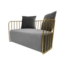 Reflection Accent Loveseat Bars Gold - Silver Velvet