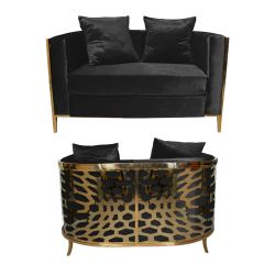 Reflection Loveseat Kaleidoscope Gold - Black Velvet