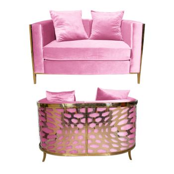 Reflection Loveseat Kaleidoscope Gold - Light Pink Velvet